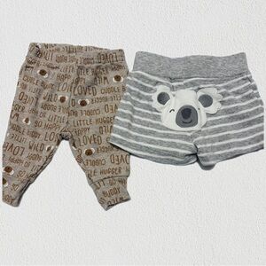 Gray and Brown Infant Pants and Shorts Set